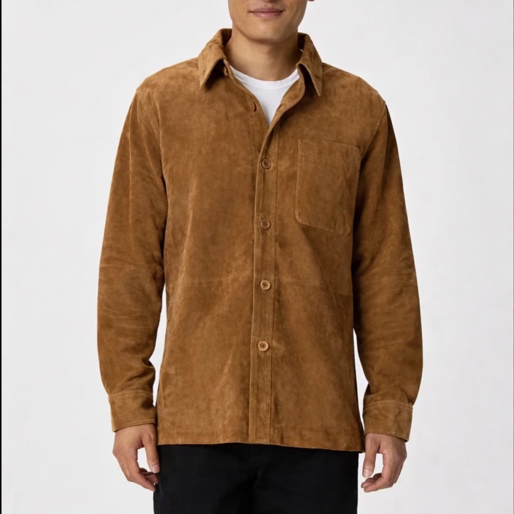 Quince 100% Suede Overshirt Cognac Brown Outerwear M